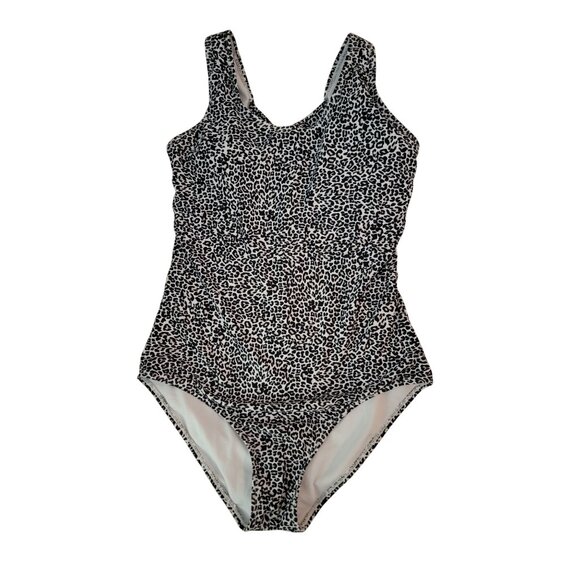 Leopard Print Womens One-Piece Swimsuit With Crisscross Back By Exlura Size M - Picture 1 of 4